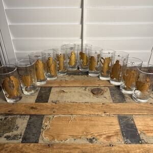 Vintage Glass Zodiac Tumblers 22k Gold Astrology